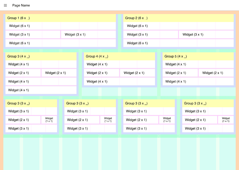 Guidelines demonstrating the columns rendered in the "Grid" Layout